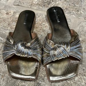 Jeffry Campbell gold and silver knot sandals